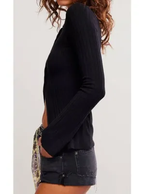 FREE PEOPLE NWT East Side Cardigan / Black thumbnail 2