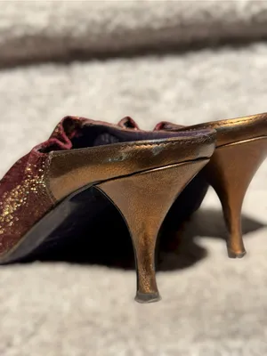 Donald J Pliner Couture Paisley Brocade Pointed Toe Kitten Heel Mules Y2K Glam thumbnail 5