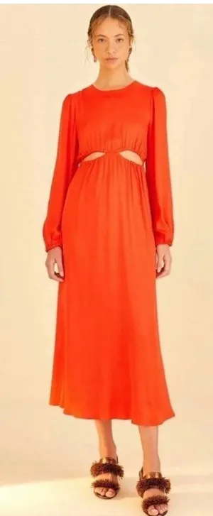 FARM RIO Cutout Orange Coral MIDI Dress Size Medium NEW NWT thumbnail 1