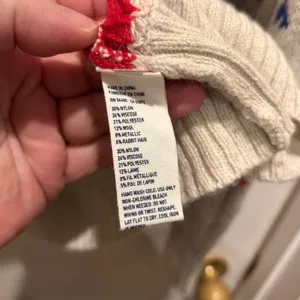 American Eagle Fair Isle Metallic Knit Sweater Womens Large Cream Red Blue L thumbnail 6
