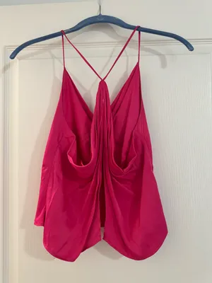 Zara Hot Pink Silk Cowl Neck Tank Top thumbnail 3