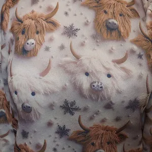 Knit Winter Cow Lover Beaded Yarn Animal Long Sleeve Pullover Crew Neck Sweater thumbnail 7