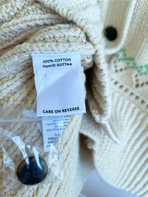 LL Bean Signature Womens Cotton Fisherman cardigan Size L Fair Isle 100% Cotton thumbnail 4