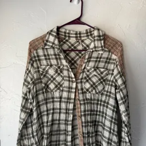 Free People‎ Womens Plaid Long Sleeve Button Shirt Olive Green Bohemian Cabin XS thumbnail 2
