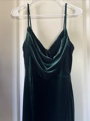 Windsor Emerald Green Velvet Cowl Neck Slip Dress / H18 thumbnail 2