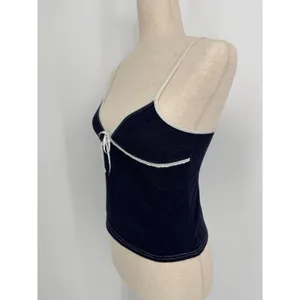 Vintage Y2K Xhilaration Lace Trim Cami Tank Top Medium Navy Babydoll Coquette thumbnail 4