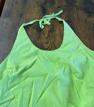 Y2K Halter Green Ruched top Size L thumbnail 3