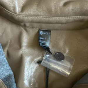 Noli faux leather shacket in medium brown thumbnail 2