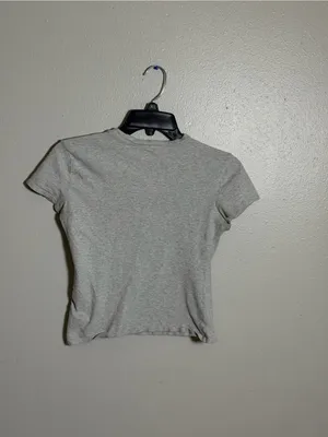 Abercrombie & Fitch Women Baby Tee‎ Essentials Light Gray Crewneck Minimalist M thumbnail 4