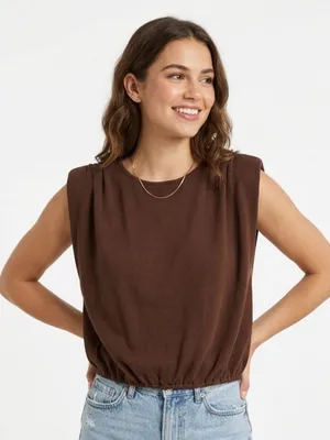 Zara Woman’s Brown Sleeveless Elastic-Hem Women's Top size Medium thumbnail 1