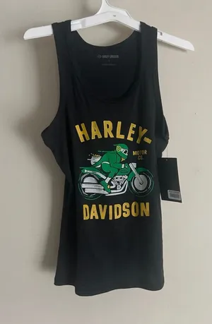 Harley Davidson Women's Graphic Sleeveless Black Tank Top Speedy Leprechaun Sz S thumbnail 1