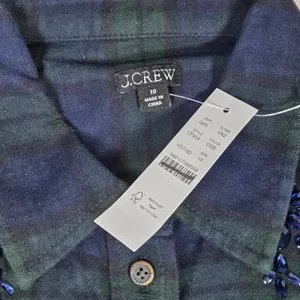 J Crew‎ Womens Plaid Flannel Shirt Blue Green Beaded Embellished Button Down 10 thumbnail 3