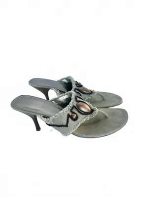 Y2K Rampage Breezy Thong Kitten Heel Sandals Embellished Vintage Women's Size 7 thumbnail 5