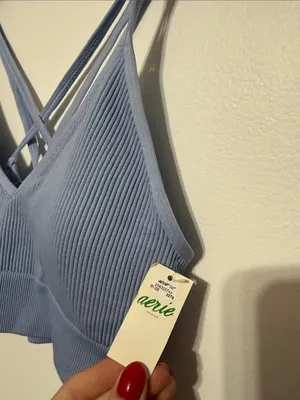 Aerie Light Blue Strappy Bralette Crop Top thumbnail 3