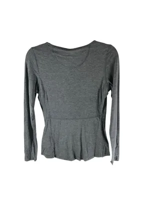 Universal Standard Mia Long Sleeve Easy Active Tee Heather Gray 4XS US 00-0 thumbnail 2