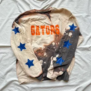 University of Florida Gators Fuzzy Acid Washed Gray Grey Crewneck with stars thumbnail 2
