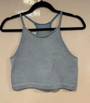 Light Blue AS Revival Ribbed‎ Racerback Crop Tank thumbnail 1
