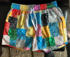 SHEIN Multicolor Patchwork Bandana Print High Waist Shorts thumbnail 1