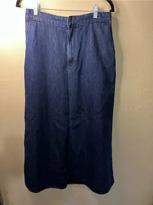 Zara Dark Wash Denim Maxi Skirt High Rise Minimalist 90s Y2K thumbnail 2