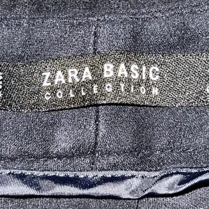Zara Basic Black‎ Cropped Wide Leg Suede Soft Dress Pants Xs Pockets High Rise thumbnail 2