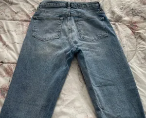 Topshop Moto Distressed Ripped Raw Hem Light Blue Y2K Jeans, size 26x30” thumbnail 14