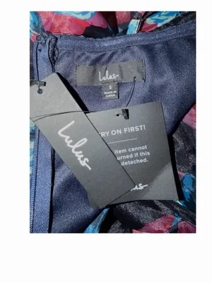 Lulus Navy Blue Floral Organza Skater Mini Dress thumbnail 2
