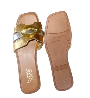 NEW Franco Sarto Gold Silver Buckle Detail Slip On Comfort Sandal thumbnail 4