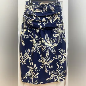 ZARA long skirt in floral print blue/ivory size M Cotton thumbnail 2