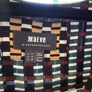 Maeve For Anthropologie Knee Length Dress Black Multi Color Long Sleeved Size 10 thumbnail 4