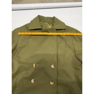 Army Green Double Breasted Trench Coat Longline Jacket H9B641 Size M thumbnail 4