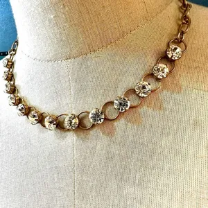 Gold tone rhinestone link necklace thumbnail 2