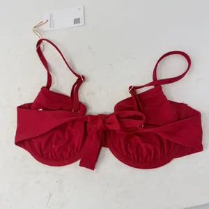 Quince Italian Demi Bikini Top Cherry Red NEW Womens Medium‎ thumbnail 4