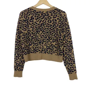 Old Navy SoSoft Cheetah Cardigan Sweater Womens S Brown Cropped Animal Retro thumbnail 8