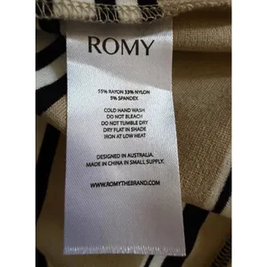 ROMY Varsity Stripe Polo Knit Top Tan Black Ivory Long Sleeve NWT XS thumbnail 10