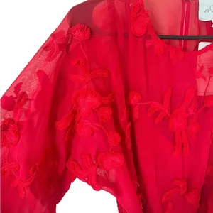 Anthropologie Mare Mare Amal Red Textured Mini Dress NEW thumbnail 6