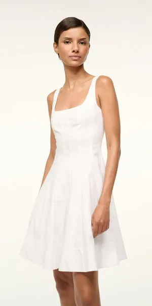 Staud Wells Mini Dress in White 6 thumbnail 1