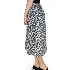 Caslon Grey & Yellow Floral Prairie Cottage Bohemian Midi Skirt thumbnail 4