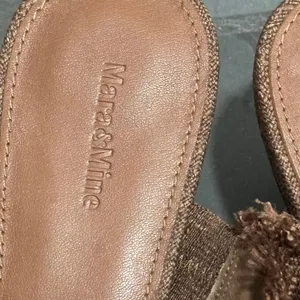 Mara & Mine Brown Canvas Raw-Edge Trim Mules - size 10 thumbnail 4