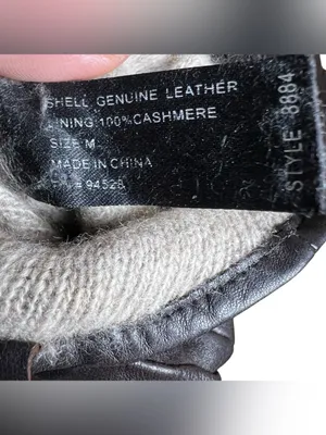 Leather Gloves Cashmere Lined Women’s Dark Brown Size Medium Short Length Soft thumbnail 6