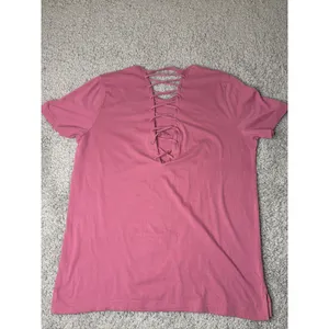 Victoria's Secret L PINK Nation Lace Up Short Sleeve T-Shirt Pink thumbnail 5