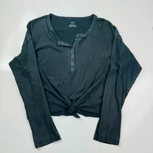 Aerie Smoked Gray Long Sleeve Front Knot‎ Shirt Size Small thumbnail 3