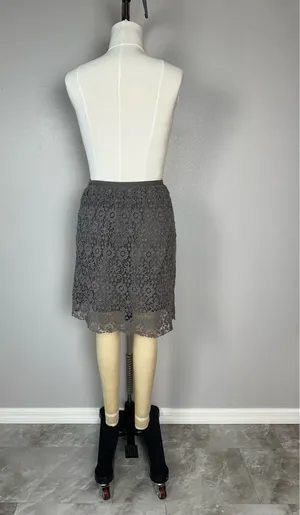 Solitaire Ravi Khosla Skirt Size S Cotton Lace Grey Elegant Gothic Crochet Midi Office thumbnail 2