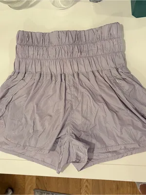 Women’s free people movement High-Waist Lavender Smocked running Shorts thumbnail 1