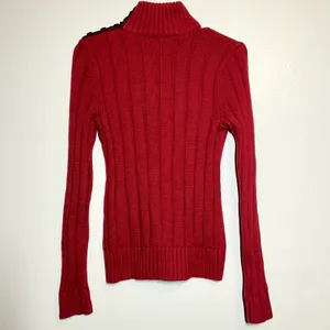 Lauren Ralph Lauren Jeans Turtleneck Sweater Ribbed Knit Fitted Red Petite M thumbnail 5