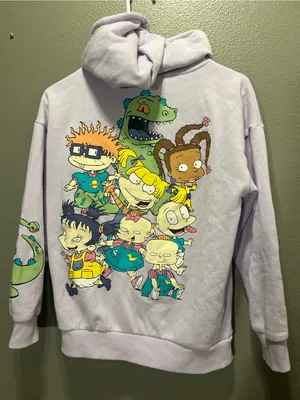 Nickelodeon Rugrats Zip Up Hoodie Lavender Sunrise Women XS Back Graphic Reptar thumbnail 1
