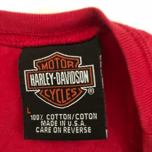 Vintage Red Harley Davidson fitted henley Tshirt tee top shirt blouse rhinestone stars short sleeve Made in USA 2000s #y2k #goth #punk #biker #motorcycle rock thumbnail 6