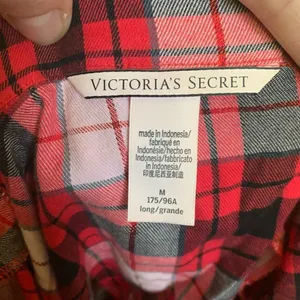Victoria’s Secret red and black plaid lumberjack M flannel button down shirt thumbnail 3