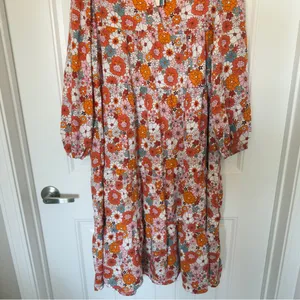 New Dokotoo Women’s Large V Neck Tiered Midi Floral Boho Dress Cottagecore thumbnail 5