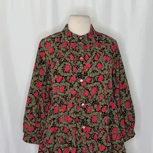 Anthropologie ERI + ALI Iona Floral Soft Swing Blouse Tiered Top Shirt Medium thumbnail 3
