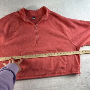 Old Navy XL Long Sleeve Half Zip‎ Oversized Textured Sweatshirt Women's Pink thumbnail 11